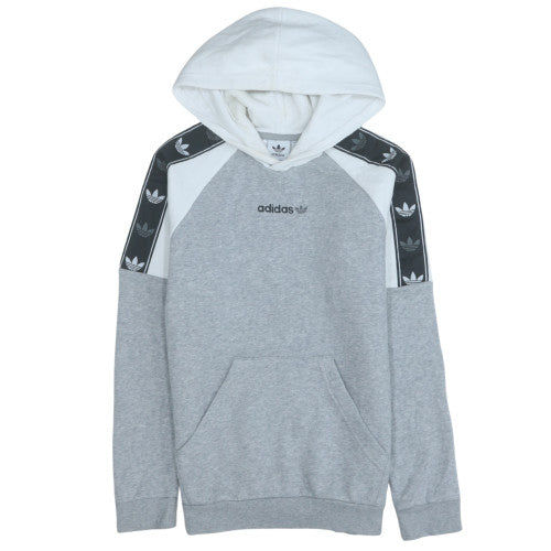 Adidas Boys Grey & White Pullover Hoodie with Trefoil Logo Size 11-12 Years