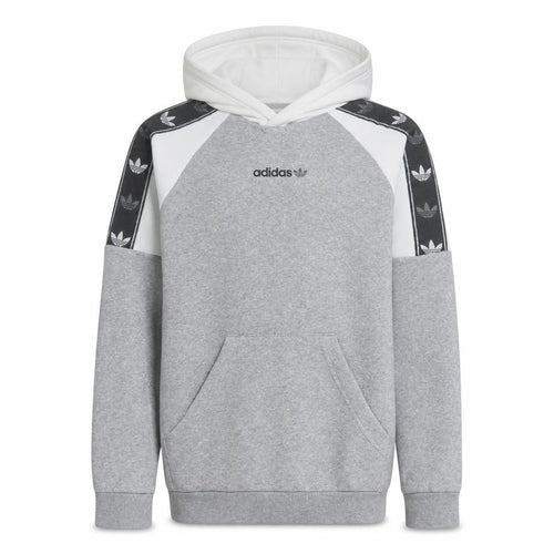 Adidas Boys Grey & White Pullover Hoodie with Trefoil Logo Size 11-12 Years