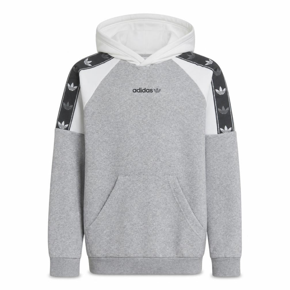 Adidas Boys Grey & White Pullover Hoodie with Trefoil Logo Size 11-12 Years