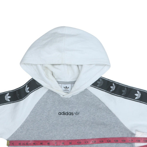 Adidas Boys Grey & White Pullover Hoodie with Trefoil Logo Size 11-12 Years