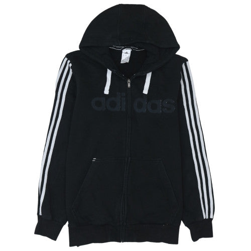 Adidas Men's Black Full Zip Hoodie Medium Logo Fleece Sweatshirt