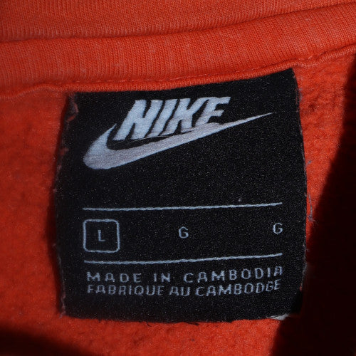 Nike Womens Orange Pullover Hoodie L Casual Cotton Blend