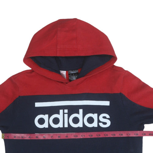 Adidas Boys Red and Blue Pullover Hoodie 15-16 Years Regular Fit
