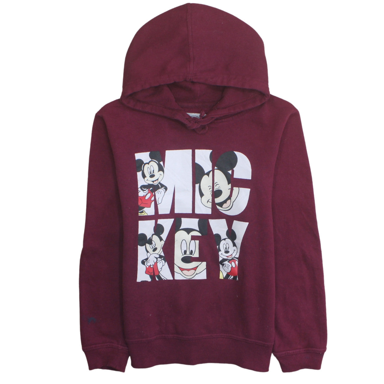 Disney Women’s Burgundy Mickey Hoodie Size 12 Pullover Sweatshirt
