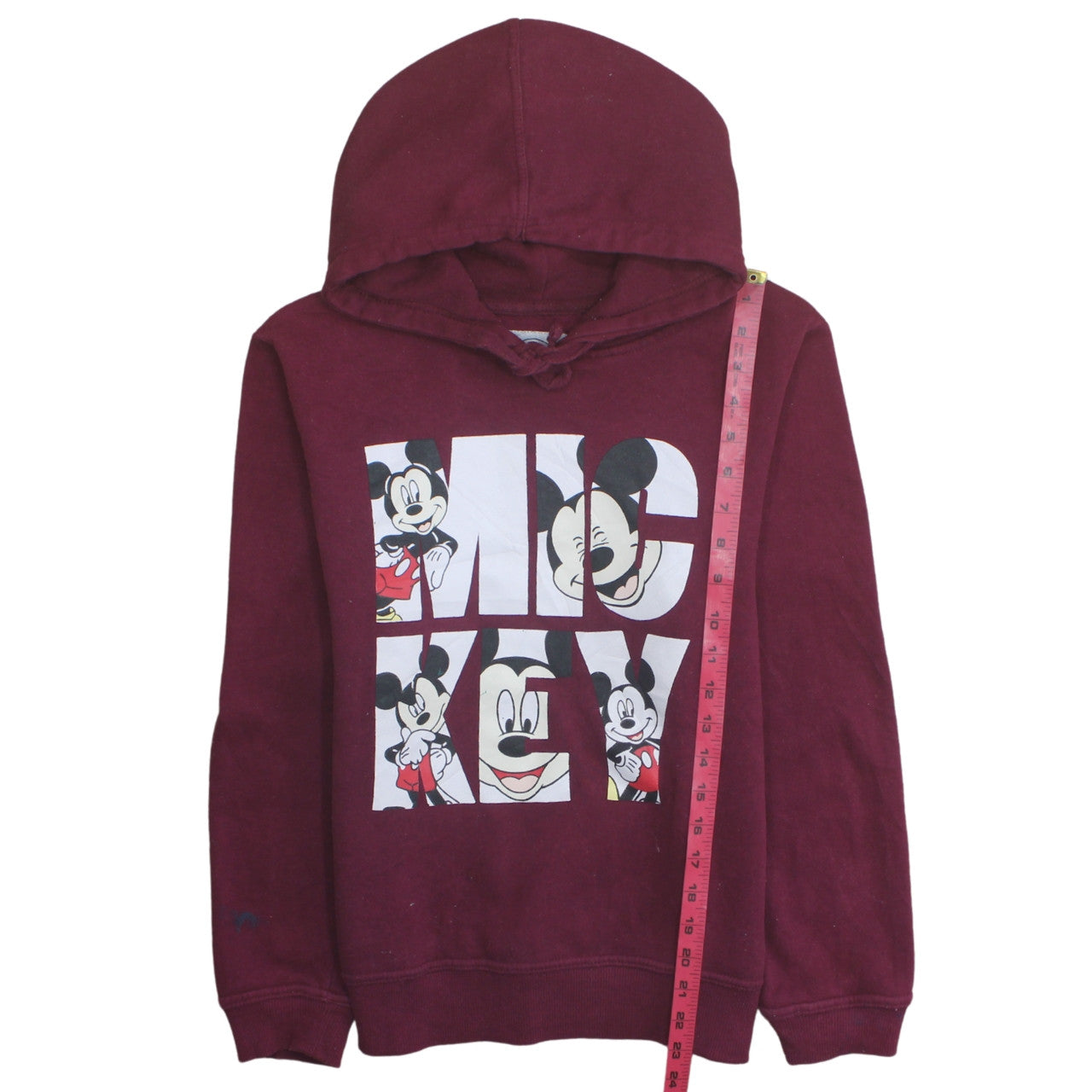 Disney Women’s Burgundy Mickey Hoodie Size 12 Pullover Sweatshirt