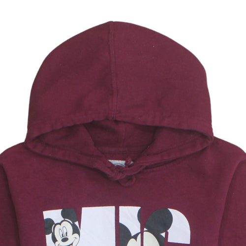 Disney Women’s Burgundy Mickey Hoodie Size 12 Pullover Sweatshirt
