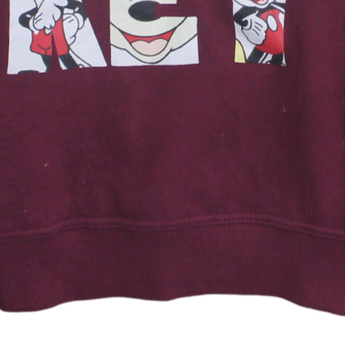 Disney Women’s Burgundy Mickey Hoodie Size 12 Pullover Sweatshirt
