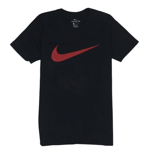 Nike Men's Black Red Swoosh Athletic Cut Cotton T-Shirt Size S