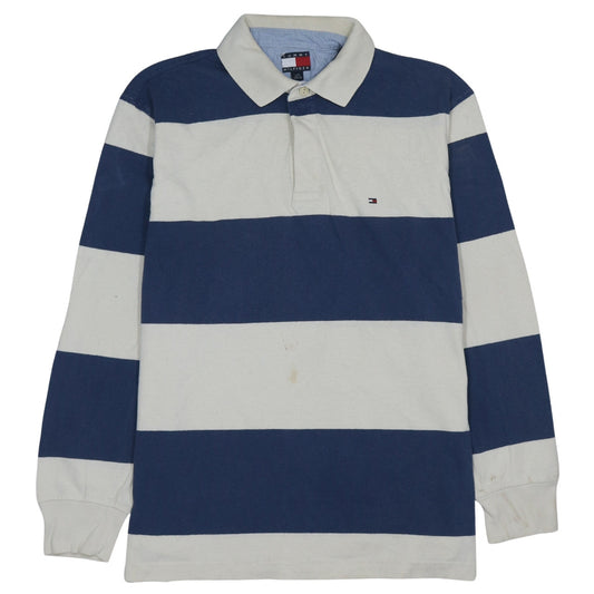 Tommy Hilfiger Men’s Blue Striped Cotton Rugby Sweatshirt L