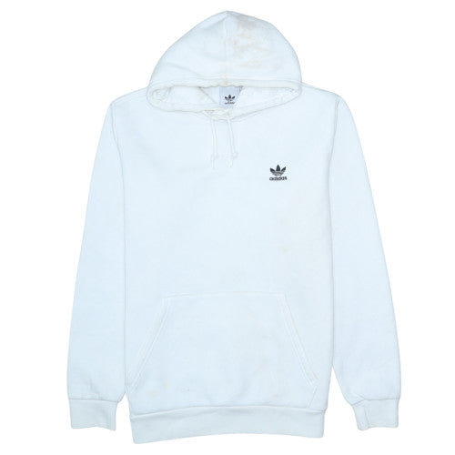 Adidas Men's White Pullover Hoodie M Regular Fit Fleece Sportswear