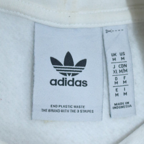 Adidas Men's White Pullover Hoodie M Regular Fit Fleece Sportswear