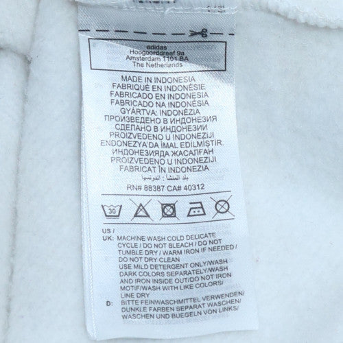 Adidas Men's White Pullover Hoodie M Regular Fit Fleece Sportswear