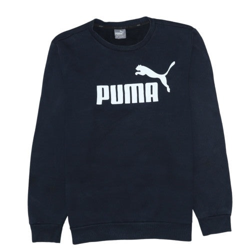 Puma Mens Blue Crew Neck Logo Pullover Sweatshirt Size M
