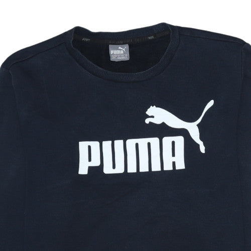 Puma Mens Blue Crew Neck Logo Pullover Sweatshirt Size M