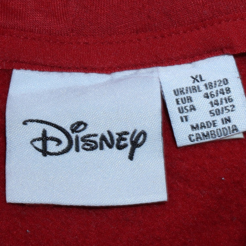 Disney Women Red Mickey & Pluto Hooded Pullover Sweatshirt XL