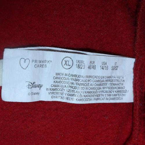 Disney Women Red Mickey & Pluto Hooded Pullover Sweatshirt XL
