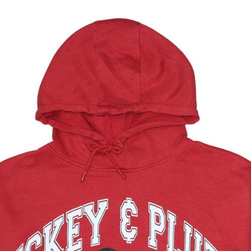 Disney Women Red Mickey & Pluto Hooded Pullover Sweatshirt XL