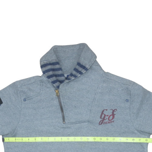 G-Star RAW Men's Blue L Henley 1/4 Zip Sweatshirt