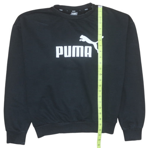 Puma Womens Black Medium Pullover Sweatshirt Crew Neck Logo Classic