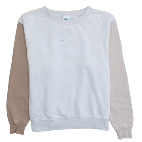 Nike Women's Beige & White Loose Fit Crew Neck Sweatshirt Size S