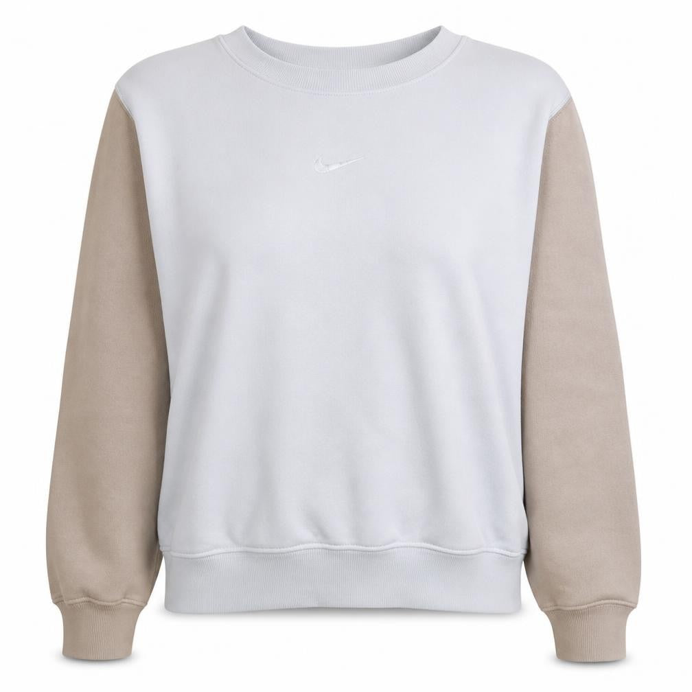 Nike Women's Beige & White Loose Fit Crew Neck Sweatshirt Size S