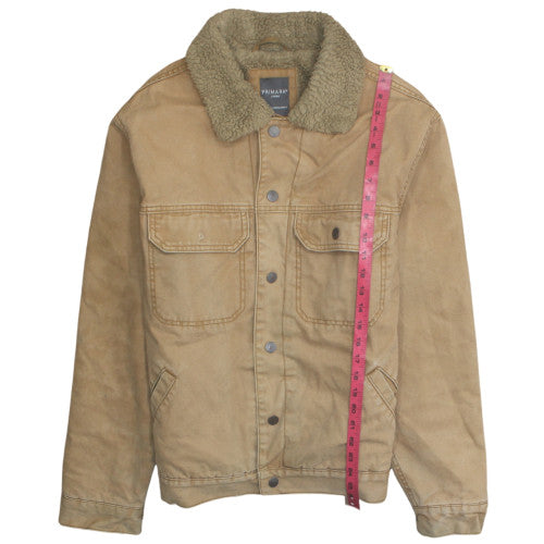 Primark Men's Beige L Sherpa Lined Cotton Canvas Jacket