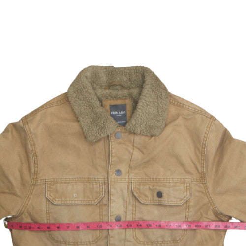 Primark Men's Beige L Sherpa Lined Cotton Canvas Jacket