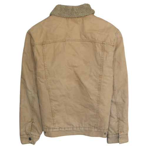 Primark Men's Beige L Sherpa Lined Cotton Canvas Jacket