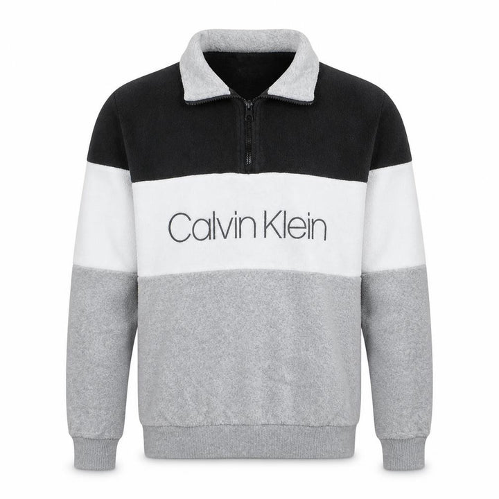 Calvin Klein Men's Grey Colour Block 1/4 Zip Sweatshirt S