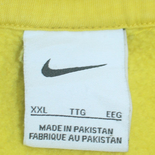 Nike Womens Yellow Pullover Hoodie XXL Relaxed Fit Cotton Blend