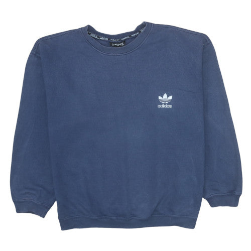 Adidas Women Navy Blue Crew Neck Pullover Sweatshirt Size L