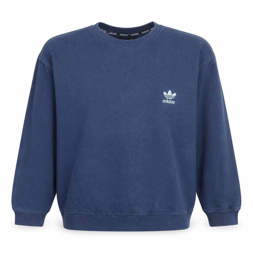 Front view of Adidas Women Navy Blue Crew Neck Pullover Sweatshirt, size L