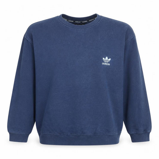 Front view of Adidas Women Navy Blue Crew Neck Pullover Sweatshirt, size L