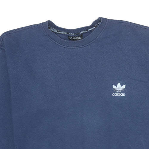 Adidas Women Navy Blue Crew Neck Pullover Sweatshirt Size L