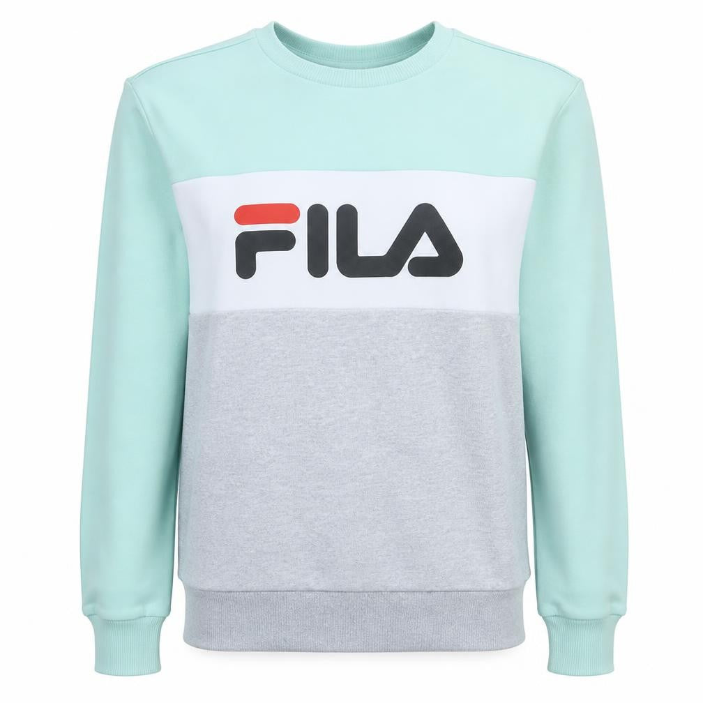 Front view of Fila women’s mint green grey colourblock sweatshirt s
