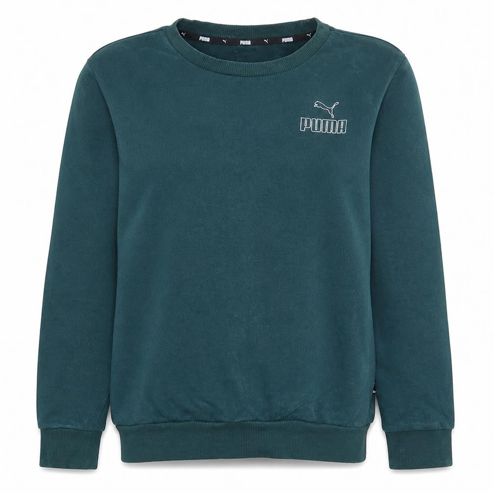 Front view of Puma Women’s Dark Green Crew Neck Pullover Sweatshirt, size S