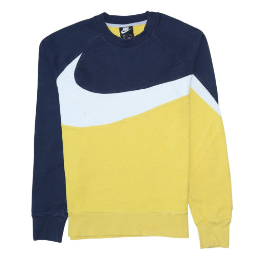 Nike Men's Yellow Blue Crew Neck Sweatshirt Size S