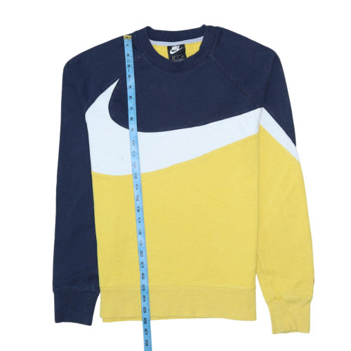 Nike Men's Yellow Blue Crew Neck Sweatshirt Size S