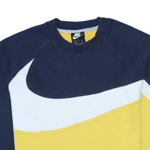 Nike Men's Yellow Blue Crew Neck Sweatshirt Size S