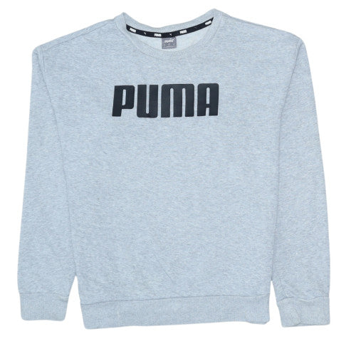 Puma Men's Grey Small Logo Pullover Sweatshirt Regular Fit