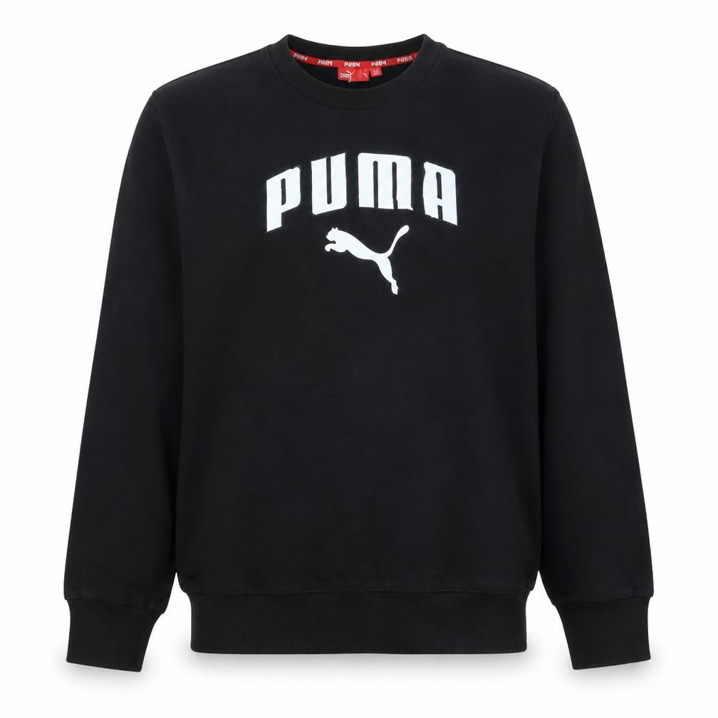 Front view of Puma men’s black xxl crew neck pullover sweatshirt