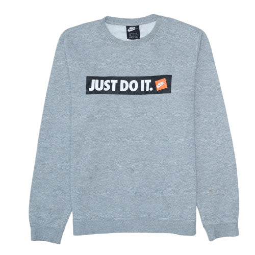 Nike Men's Grey Crew Neck Graphic Print Sweatshirt M