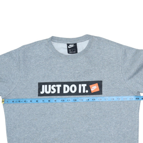 Nike Men's Grey Crew Neck Graphic Print Sweatshirt M