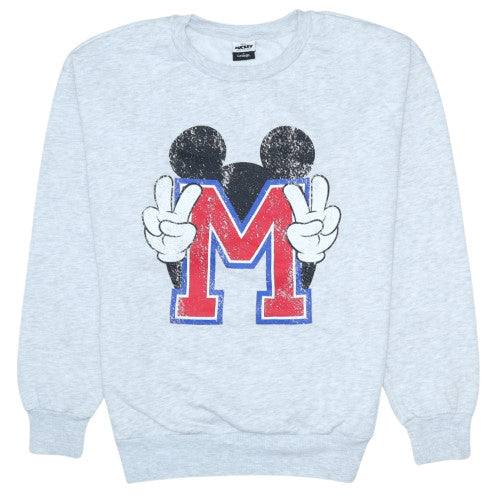 Disney Mickey & Friends Grey Sweatshirt Women S 8-10 Crew Neck Graphic