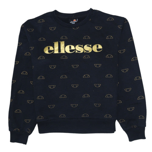 Ellesse Womens Black Gold Logo Pullover Sweatshirt UK 14
