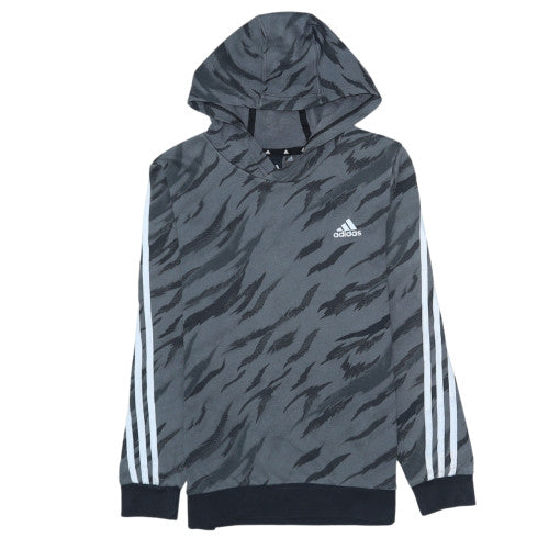 Adidas Boys Grey Camouflage Hooded Pullover Sweatshirt Size 11-12 Years