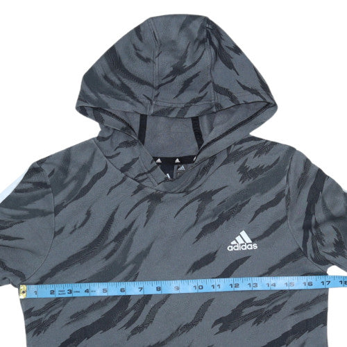 Adidas Boys Grey Camouflage Hooded Pullover Sweatshirt Size 11-12 Years
