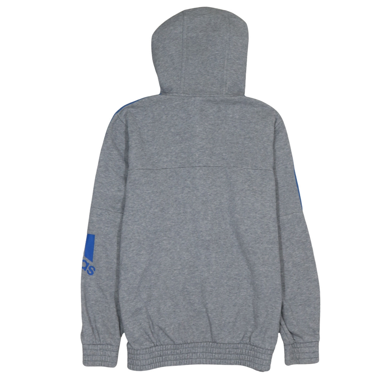 Adidas Boys Grey Blue Full Zip Hoodie 13-14 Years Classic Sportswear