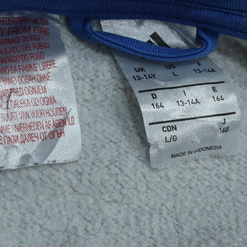 Adidas Boys Grey Blue Full Zip Hoodie 13-14 Years Classic Sportswear