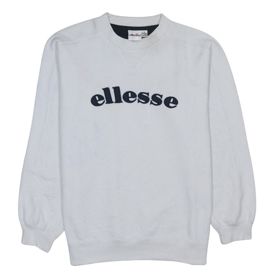 Ellesse Men's White Embroidered Logo Pullover Sweatshirt M